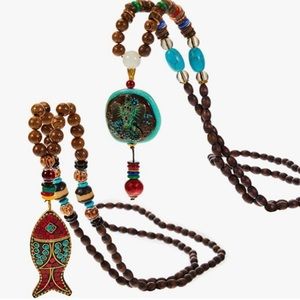 2 pieces Pieces Boho Necklaces Vintage Long Beaded Necklace Handmade.
